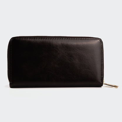 Women Large Leather Wallet With Dual Compartments