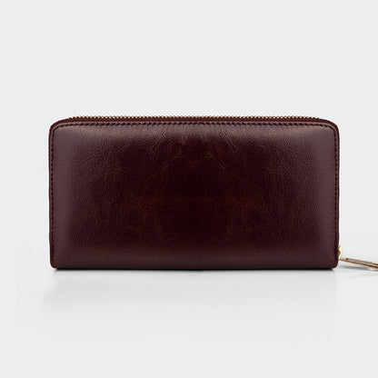 Women Large Leather Wallet With Dual Compartments