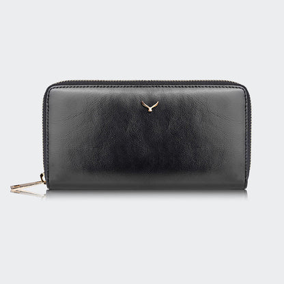 Women Large Leather Wallet With Dual Compartments