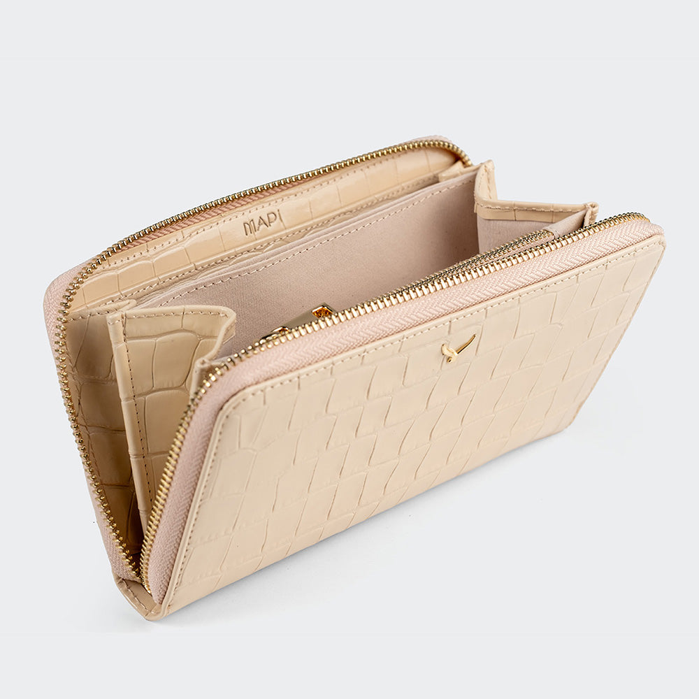 Women Large Leather Wallet With Triple Compartments