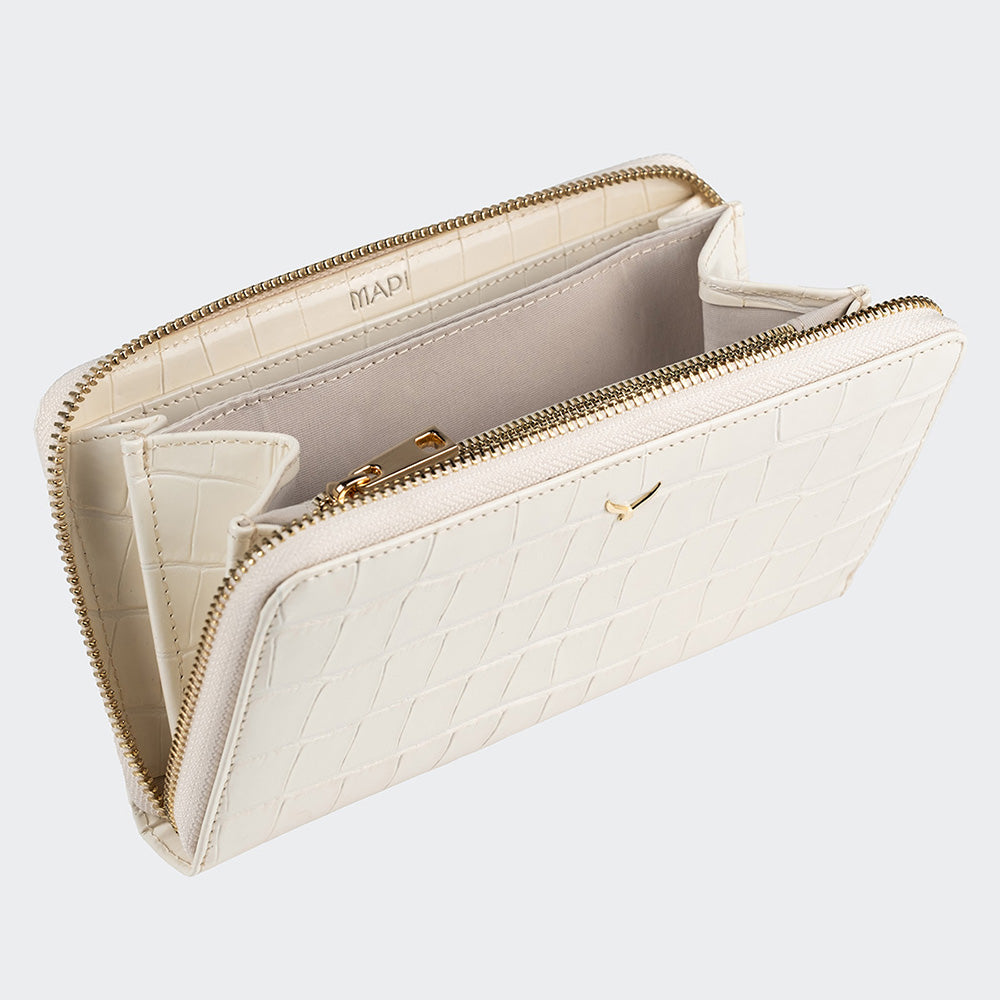 Women Large Leather Wallet With Triple Compartments