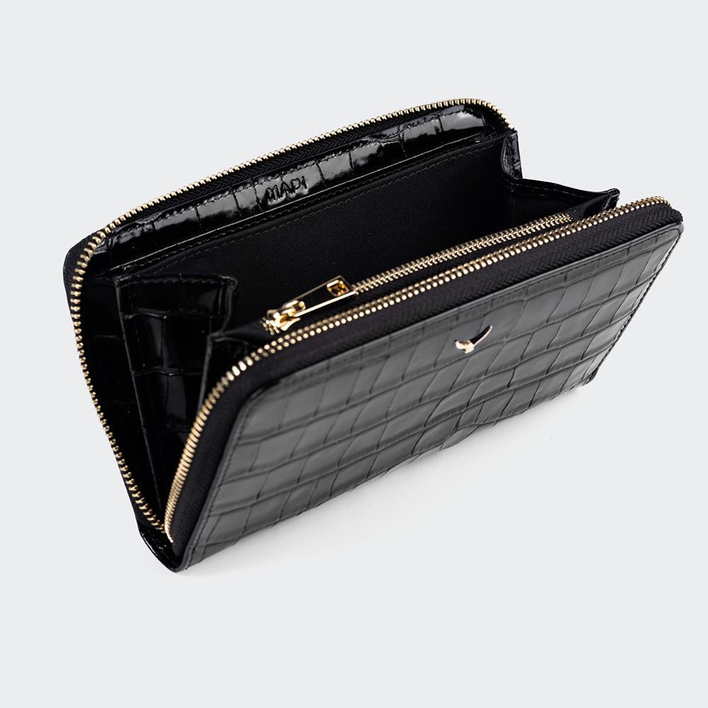 Women Large Leather Wallet With Triple Compartments