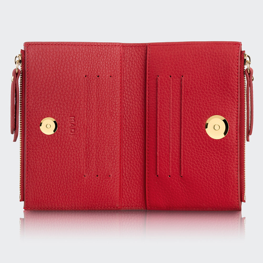 Women Two Pocket Leather Wallet With Magnetic Closure