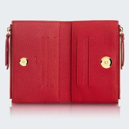 Women Two Pocket Leather Wallet With Magnetic Closure