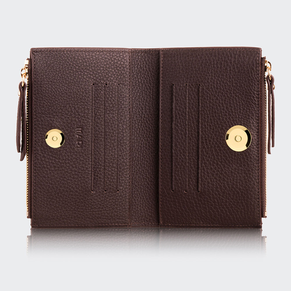 Women Two Pocket Leather Wallet With Magnetic Closure