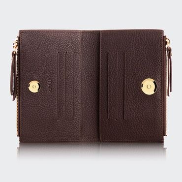 Women Two Pocket Leather Wallet With Magnetic Closure