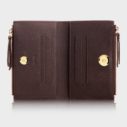Women Two Pocket Leather Wallet With Magnetic Closure