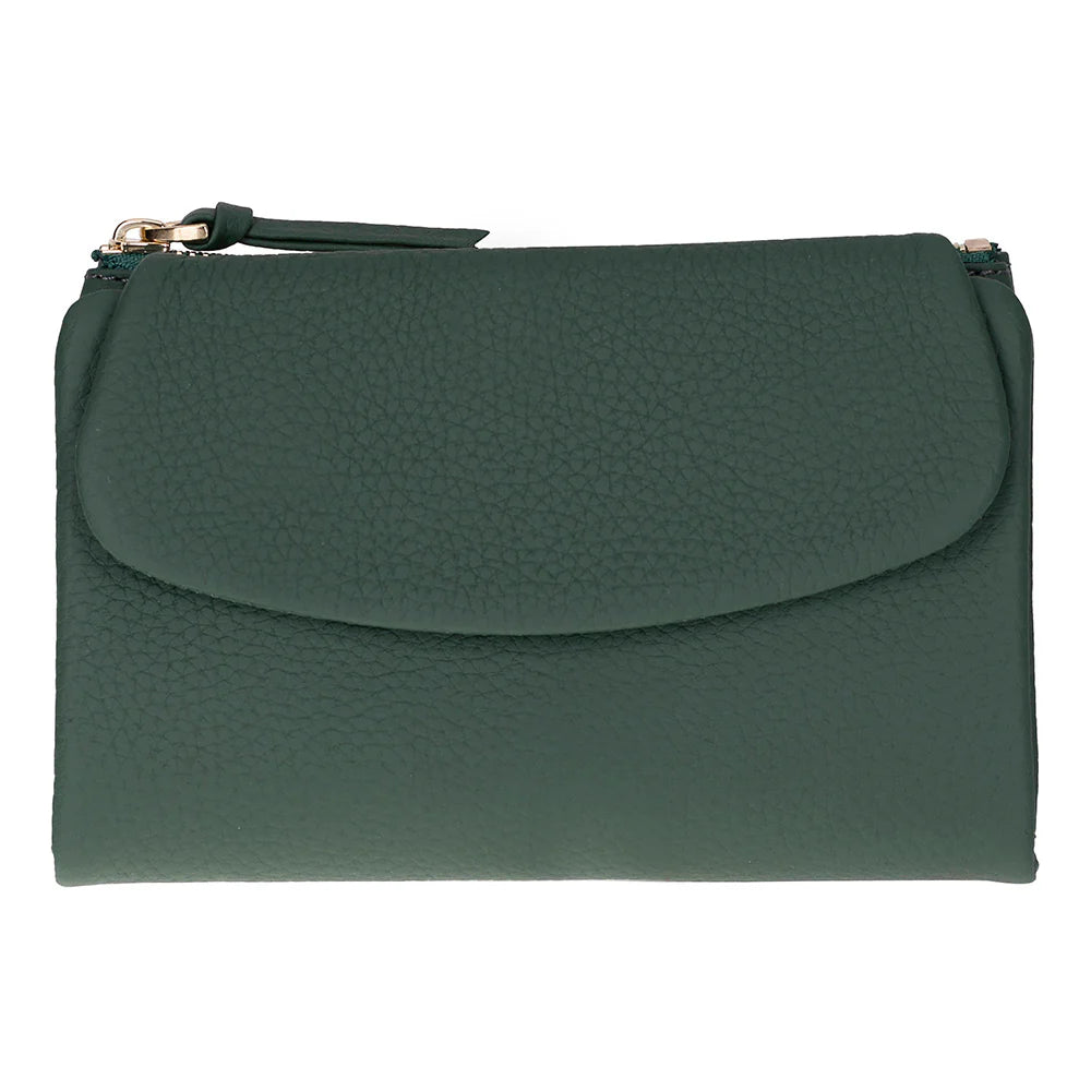 Green clutch bag on a white background