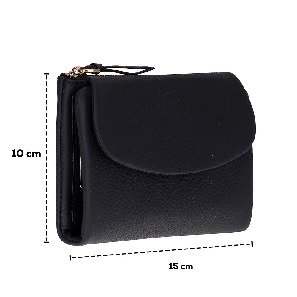 Women’s Compact Leather Wallet Handbag with Zip Closure