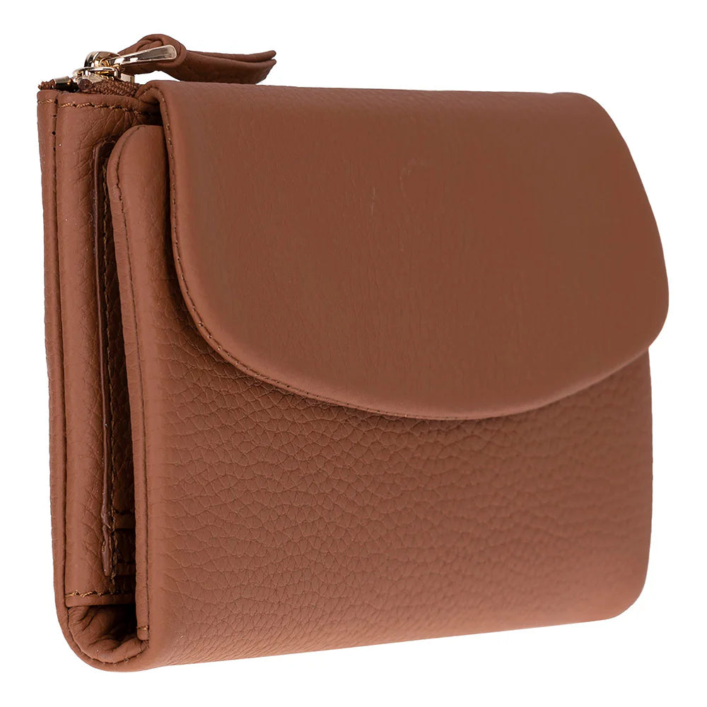 Brown leather wallet on a white background
