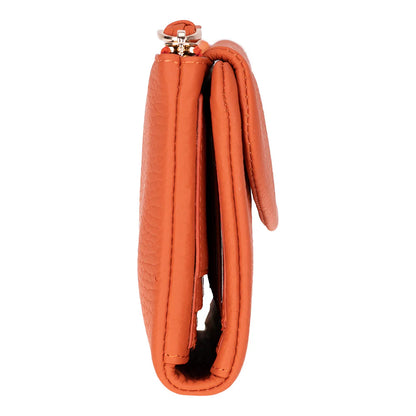 Orange leather wallet on a white background