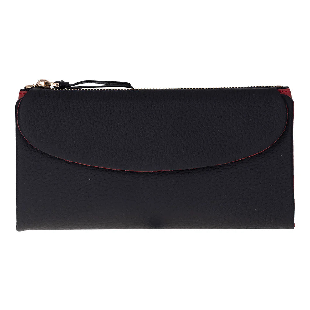 Women’s Leather Wallet Handbag with Zip Closure