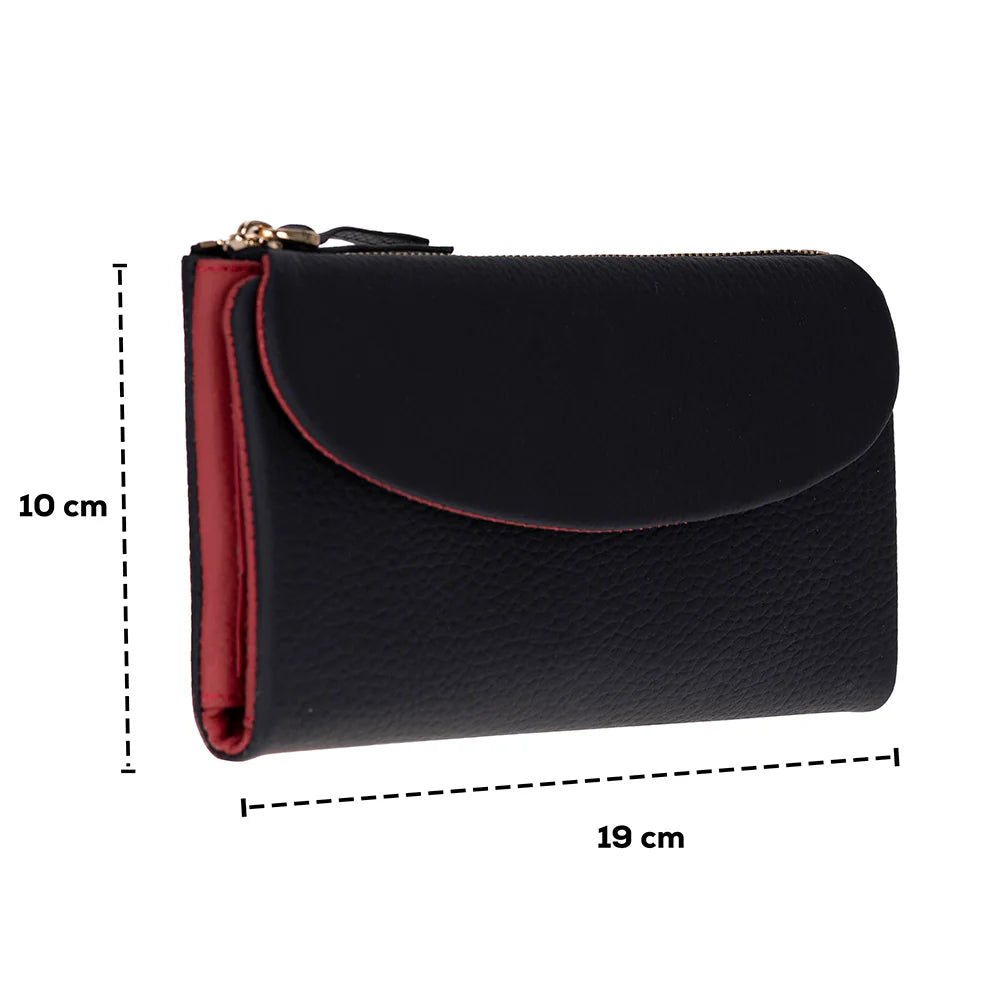 Women’s Leather Wallet Handbag with Zip Closure