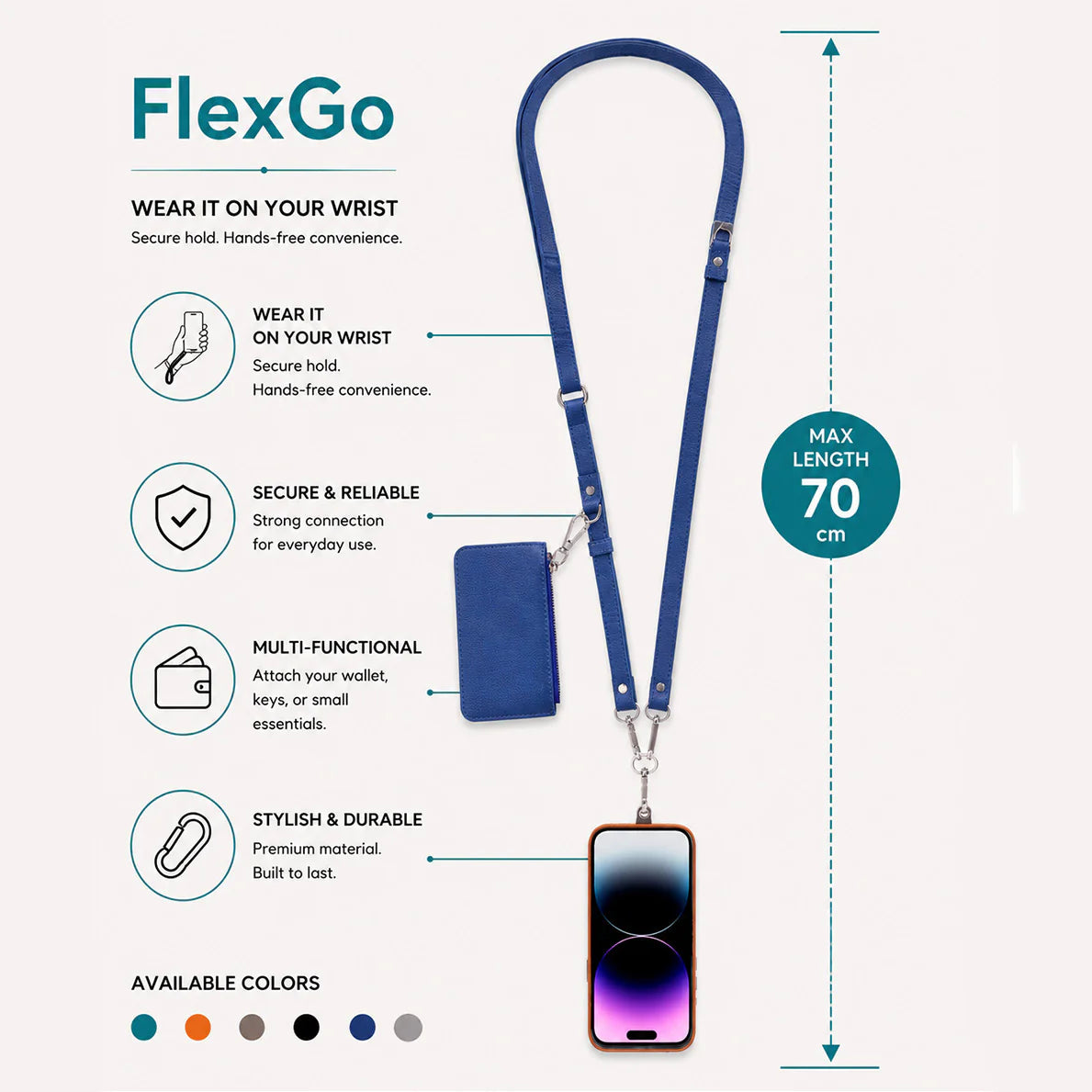 PU Leather Phone Strap Wallet Set Clip-On Crossbody FlexGo