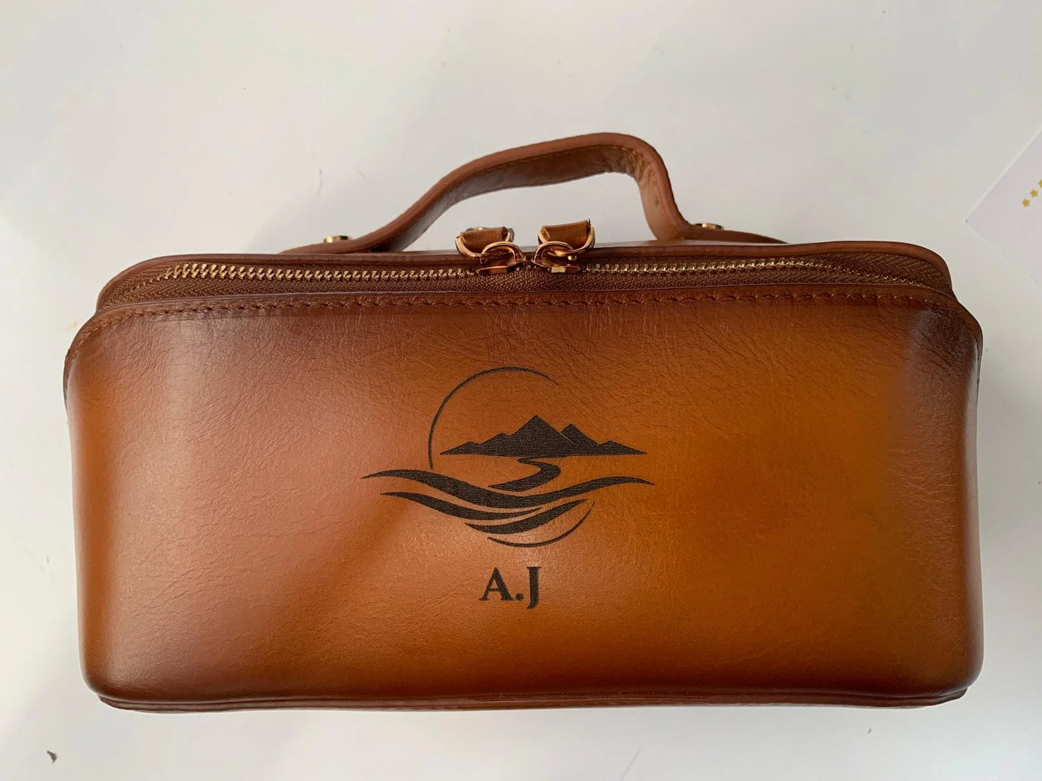 Leather personalization banner with laser printing and hot stamp embossing