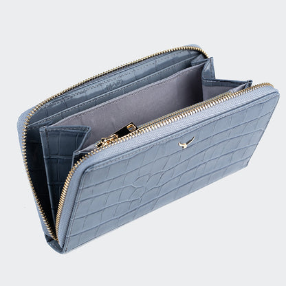 Women Large Leather Wallet With Triple Compartments